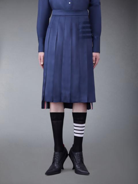 Thom Browne Silk Twill 4-Bar Midi Pleated Skirt