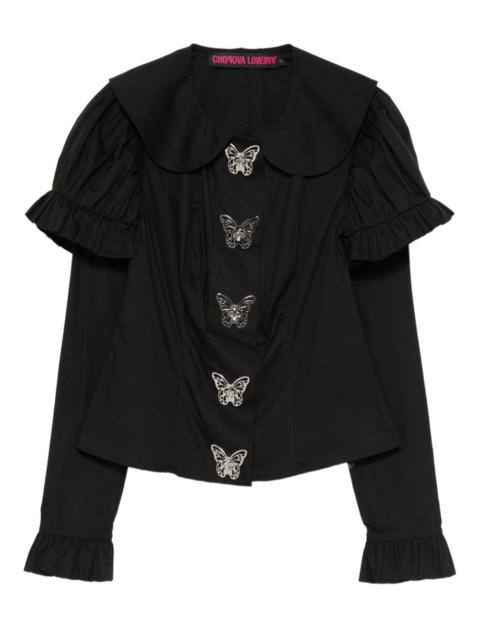 Chopova Lowena butterfly-embellished ruffled shirt