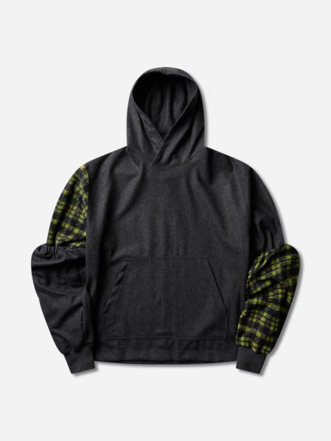 GR10K Men's Somma Wool Plaid Hoodie Anthracite