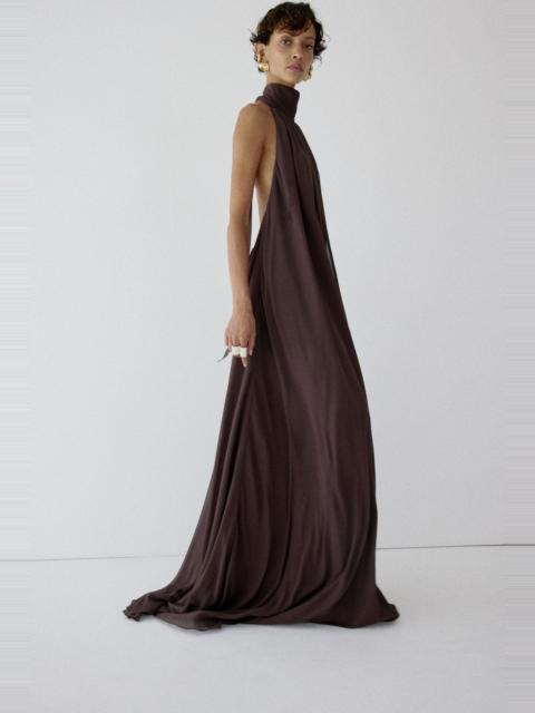 De La Vali ADELA MAXI DRESS IN UMBER BROWN CHIFFON