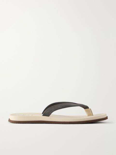 Brunello Cucinelli Suede Flip Flops Dark gray