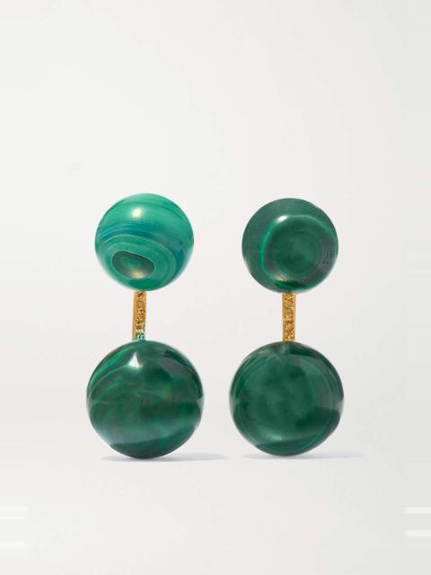 MATEO 14-karat gold malachite earrings