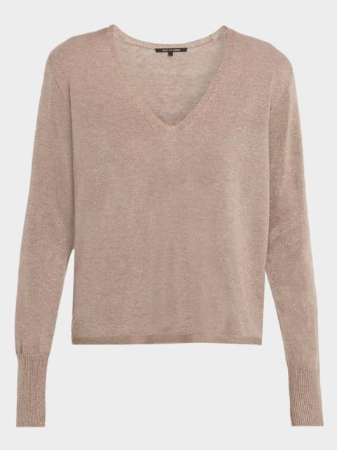 KOBI HALPERIN Vinny V-Neck Shimmer Knit Sweater