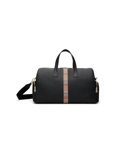 Paul Smith Black Leather 'Signature Stripe' Trim Day Duffle Bag