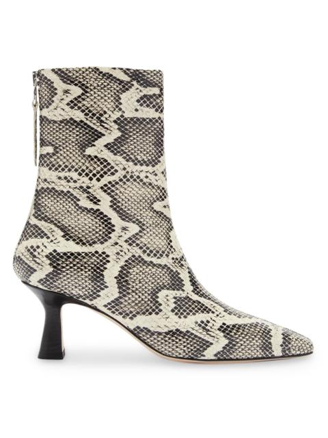 Aeyde Women's Elina Snakeskin-Embossed Leather Ankle Boots - Creamy