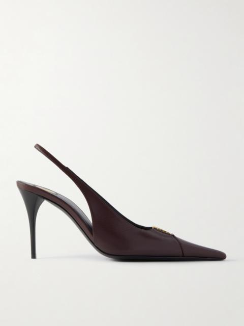 SAINT LAURENT Babylone Leather Slingback Pumps