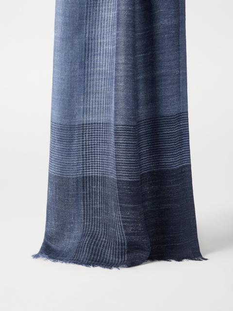 Brunello Cucinelli Silk and linen chevron scarf with stripes