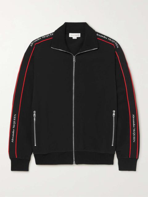 Alexander McQueen Slim-Fit Logo Webbing-Trimmed Crepe Track Jacket