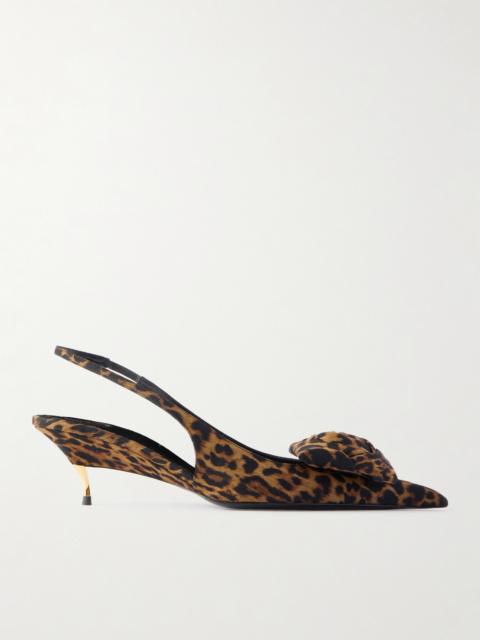 SAINT LAURENT Dakota Appliquéd Leopard-print Mousseline Slingback Pumps