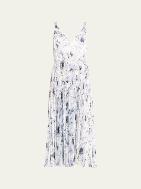 Washed Lilly V-Neck Pleated Midi Slip Dress