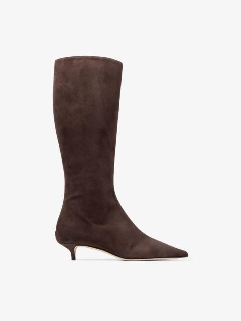 JIMMY CHOO Amis Knee Boot 35 Chocolate Suede Knee High Boots