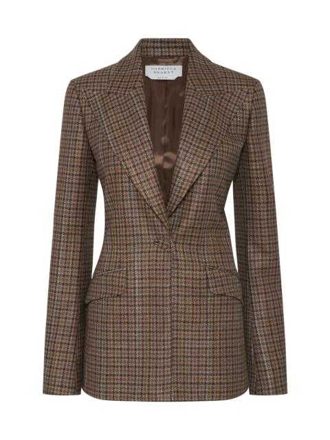 GABRIELA HEARST Leiva Blazer in Camel Multi Wool Silk Houndstooth