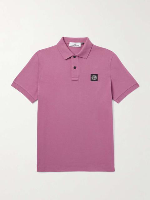 Stone Island Logo-Appliquéd Cotton-Blend Piqué Polo Shirt