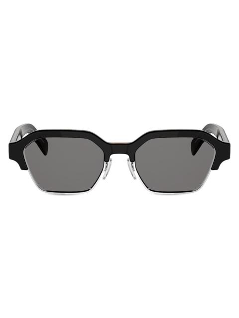 CELINE Men's Combi 53MM Geometric Sunglasses - Black Crystal Smoke
