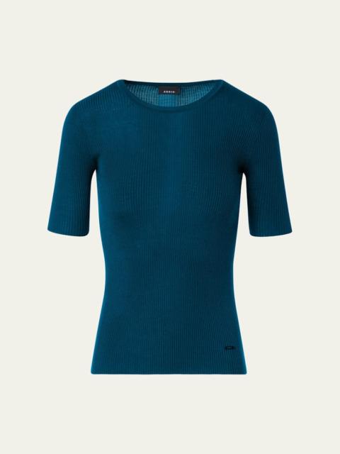 AKRIS Cotton Silk Short-Sleeve Sweater