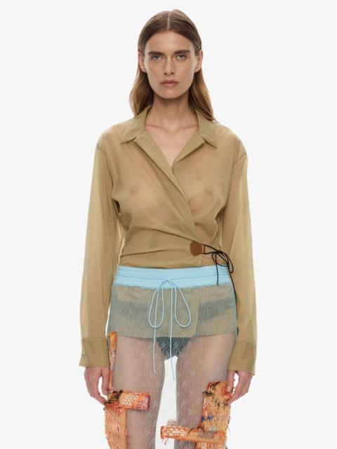 CHRISTOPHER ESBER Kirk Mottled Sheer Leather Tie Shirt