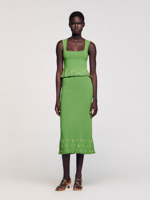 Sandro MAXI KNIT SKIRT WITH CHARMS