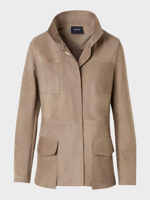 AKRIS Chianti Suede Utility Jacket