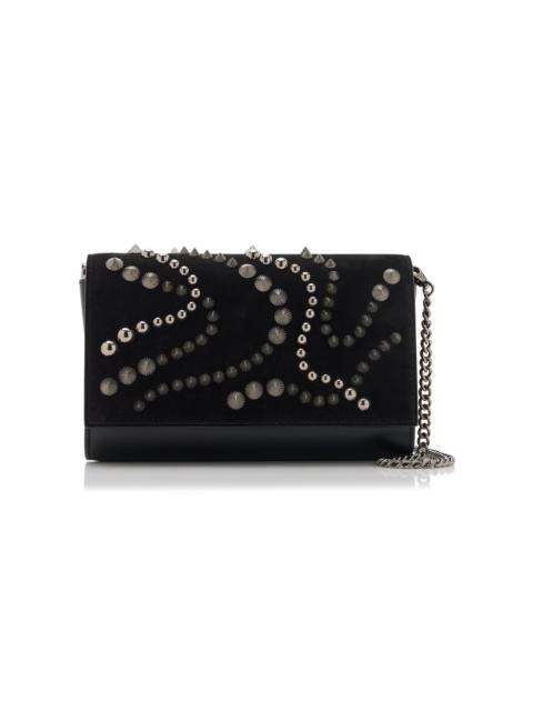 Christian Louboutin Paloma Spike-Embellished Suede, Leather Clutch black