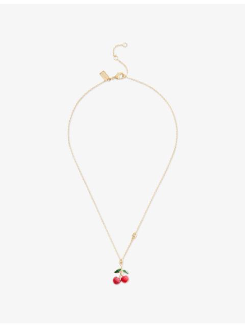 COACH Cherry Gold-Plated Brass and Enamel Pendant Necklace