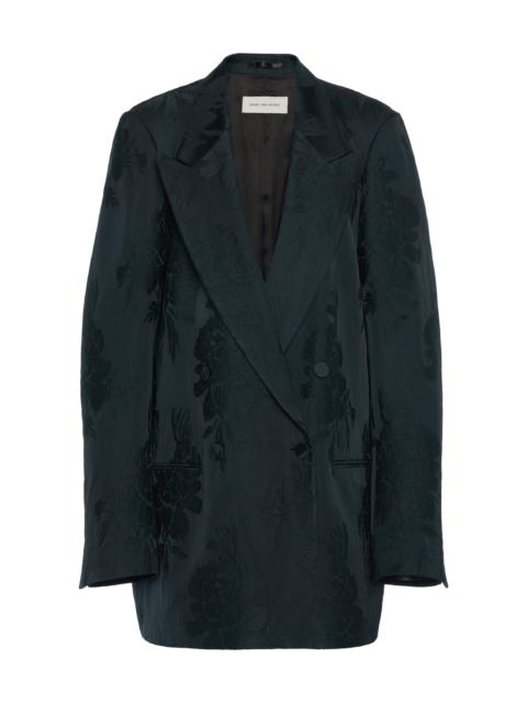 Blink Oversized Cotton-Metal Jacquard Blazer dark green