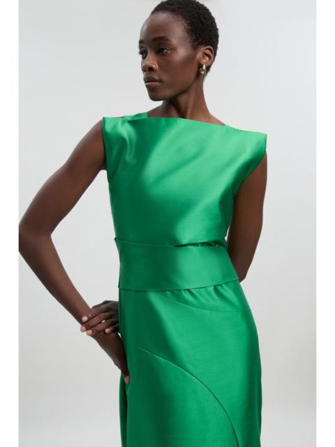 KAREN MILLEN Satin Twill Draped Waist Structured Tailored Maxi Dress