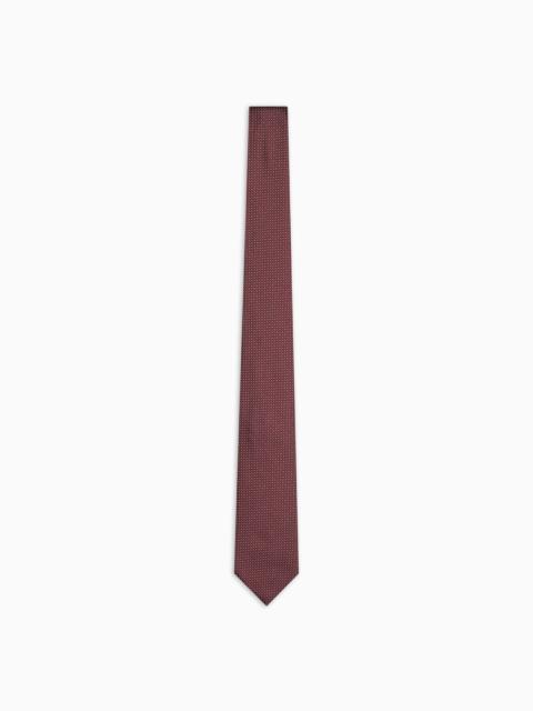 EMPORIO ARMANI Pure silk tie with jacquard micro-motif