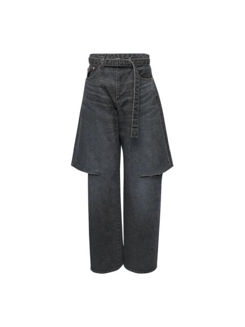 sacai Layered Wide-Leg Denim Jeans