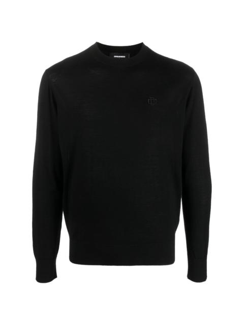 embroidered-logo virgin-wool sweatshirt