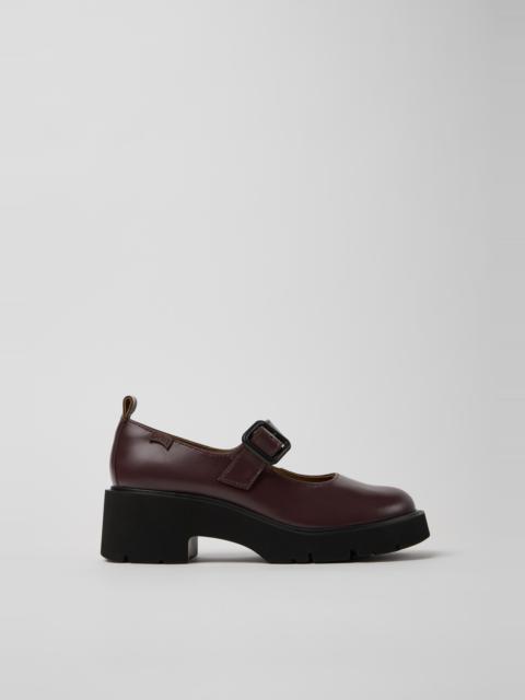 CAMPER Milah Burgundy Leather Shoes for Women.