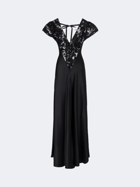RODARTE Lace-trimmed sequined silk satin gown