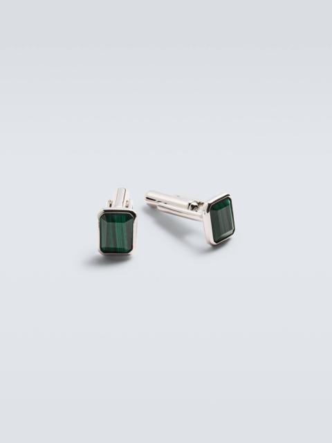MATEO Sterling silver cufflinks with emeralds
