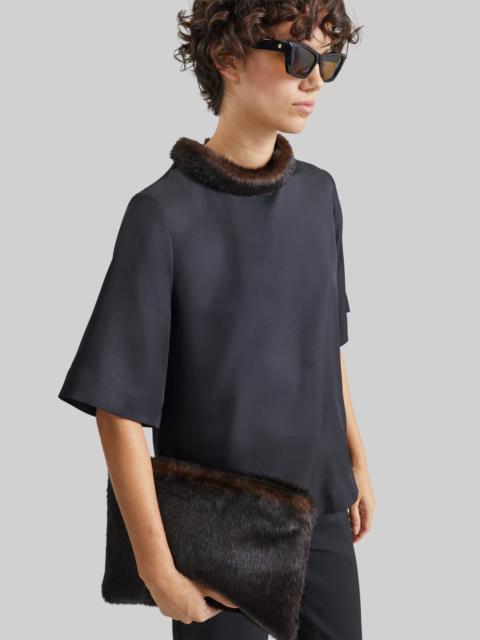 Loulou de Saison Loulou de Saison Dana Faux Fur Collar Top - Black/Grizzly