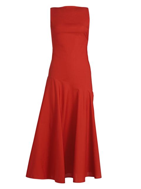 ADAM LIPPES Women's Ren Bias Cotton Midi-Dress - Persimmon