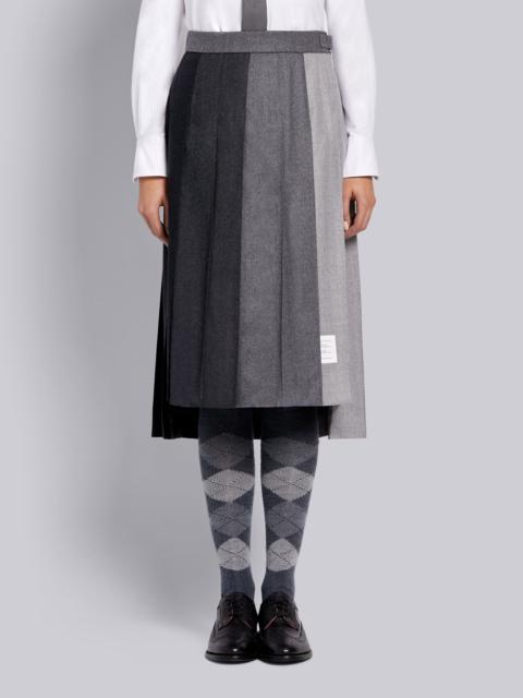 Thom Browne Dark Grey Fun-mix Super 120s Wool Flannel Below Knee Pleated Skirt