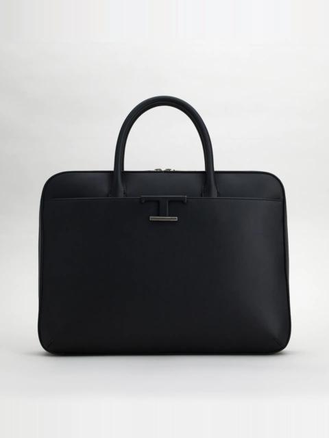 Tod's TIMELESS BRIEFCASE IN LEATHER MEDIUM - BLACK