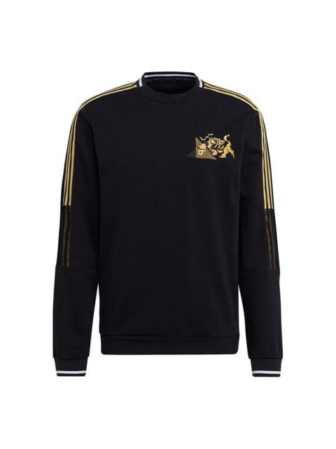 adidas adidas Juve Cny Cr Swt Football Sports Embroidery Crew Neck Men's Black GK8599