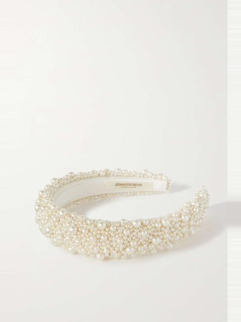 + NET SUSTAIN Bailey faux pearl-embellished silk-satin headband