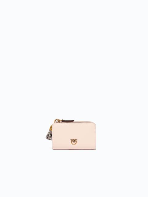 PINKO MINI LEATHER WALLET WITH TASSEL