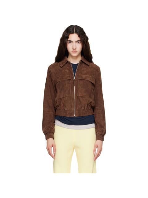 MACKAGE Brown Senka-SU Patch Pocket Suede Jacket