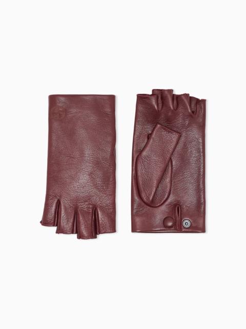 GIORGIO ARMANI NAPPA CUFFS WITH BUTTON AND EMBOSSED LOGO