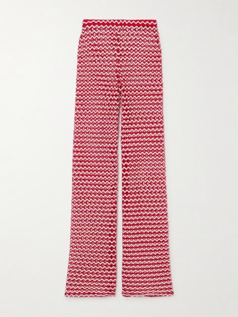 SARA CRISTINA Playa Two-tone Crocheted Wide-leg Pants