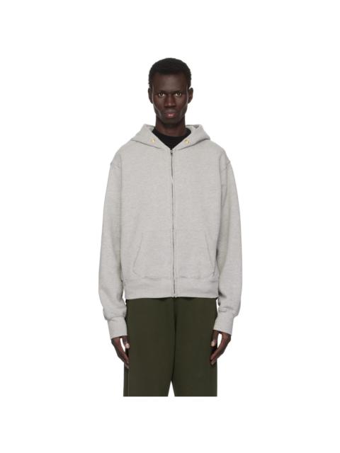 LES TIEN Gray Heavyweight Zip Hoodie