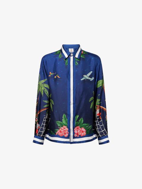 Surf Club Midnight Classic Long-Sleeve Silk Shirt