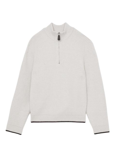 REISS Men's Stockdale Half-Zip Sweater - Winter White