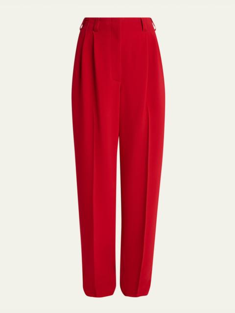 Givenchy Double Pleated Straight-Leg Ankle Trousers