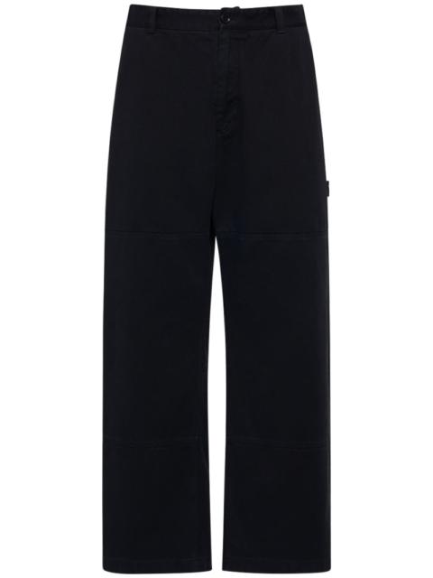 Wide cotton gabardine worker pants