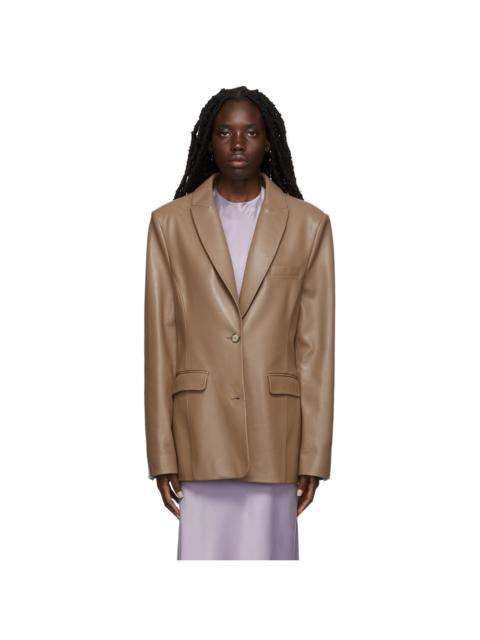 THE MANNEI Taupe Leather Kerak Blazer