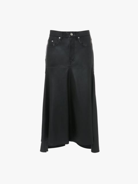 Victoria Beckham Panelled Flare Skirt In Soft Black Leather