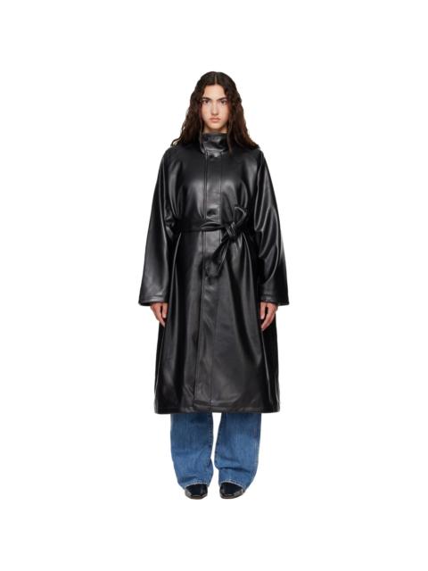The Frankie Shop Black Calen Faux-Leather Trench Coat